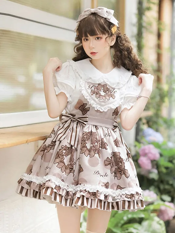 Sweet Lolita Dress Polyester Sleeveless Ruffles Jumper Lolita Dress