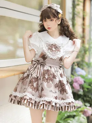 Sweet Lolita Dress Polyester Sleeveless Ruffles Jumper Lolita Dress