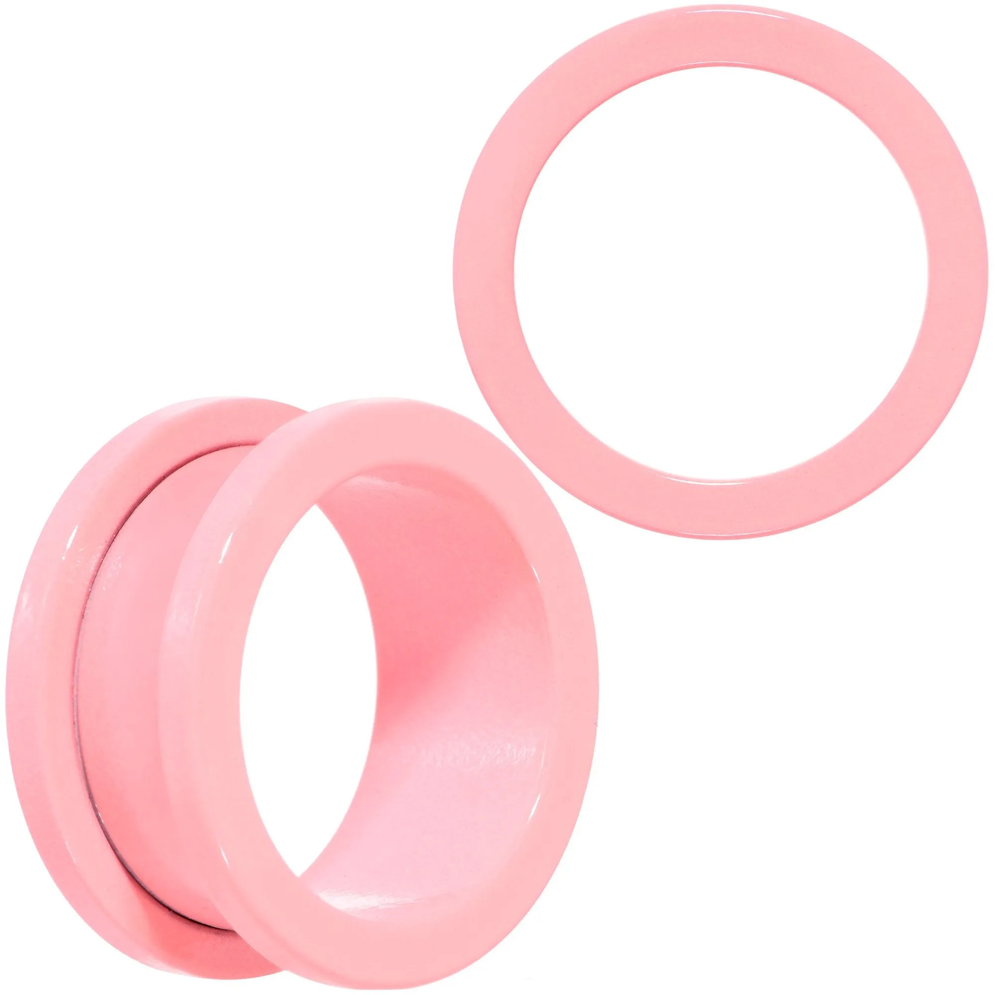 Sweet Pastel Pink Screw Fit Tunnel Plug Set 16 Gauge to 19mm