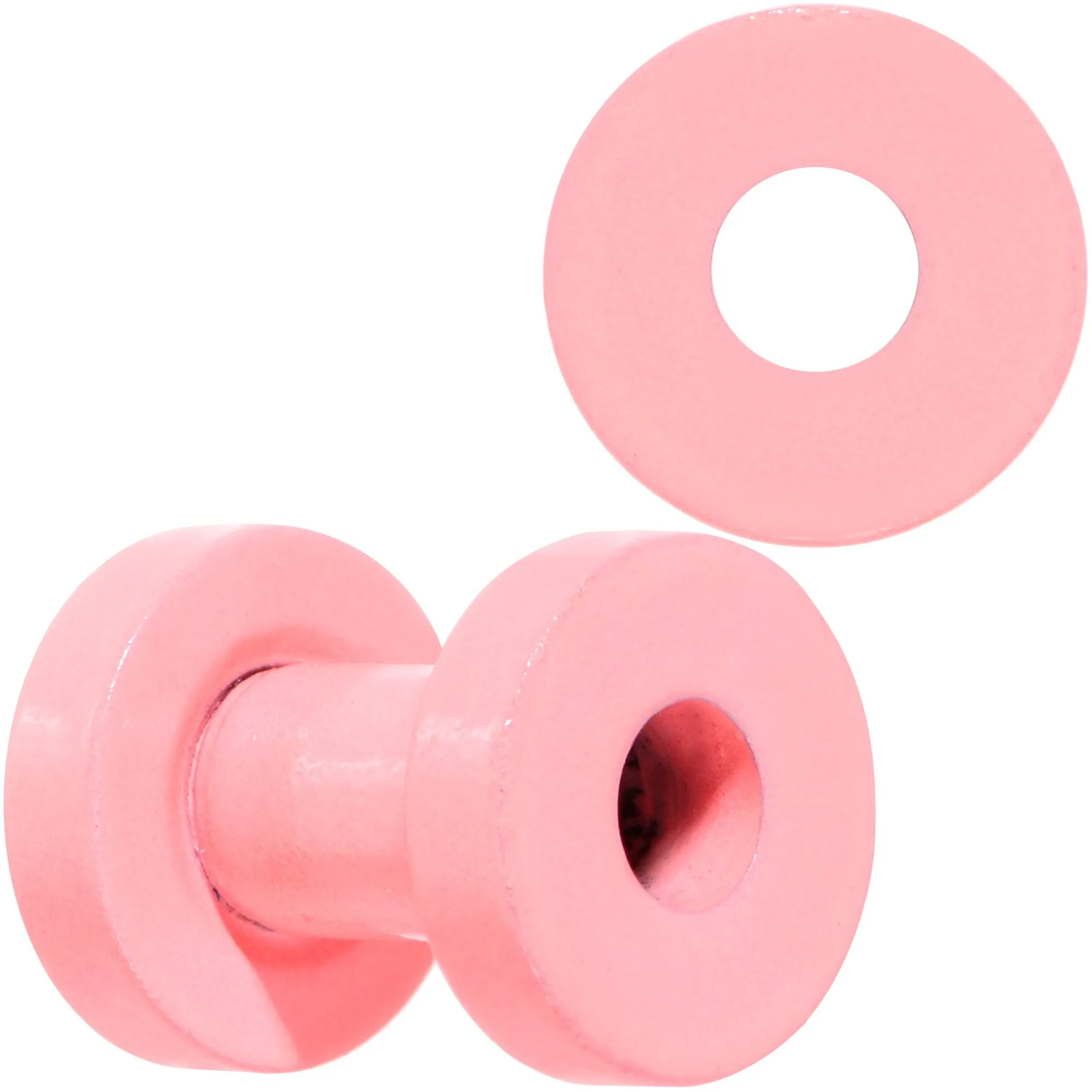 Sweet Pastel Pink Screw Fit Tunnel Plug Set 16 Gauge to 19mm