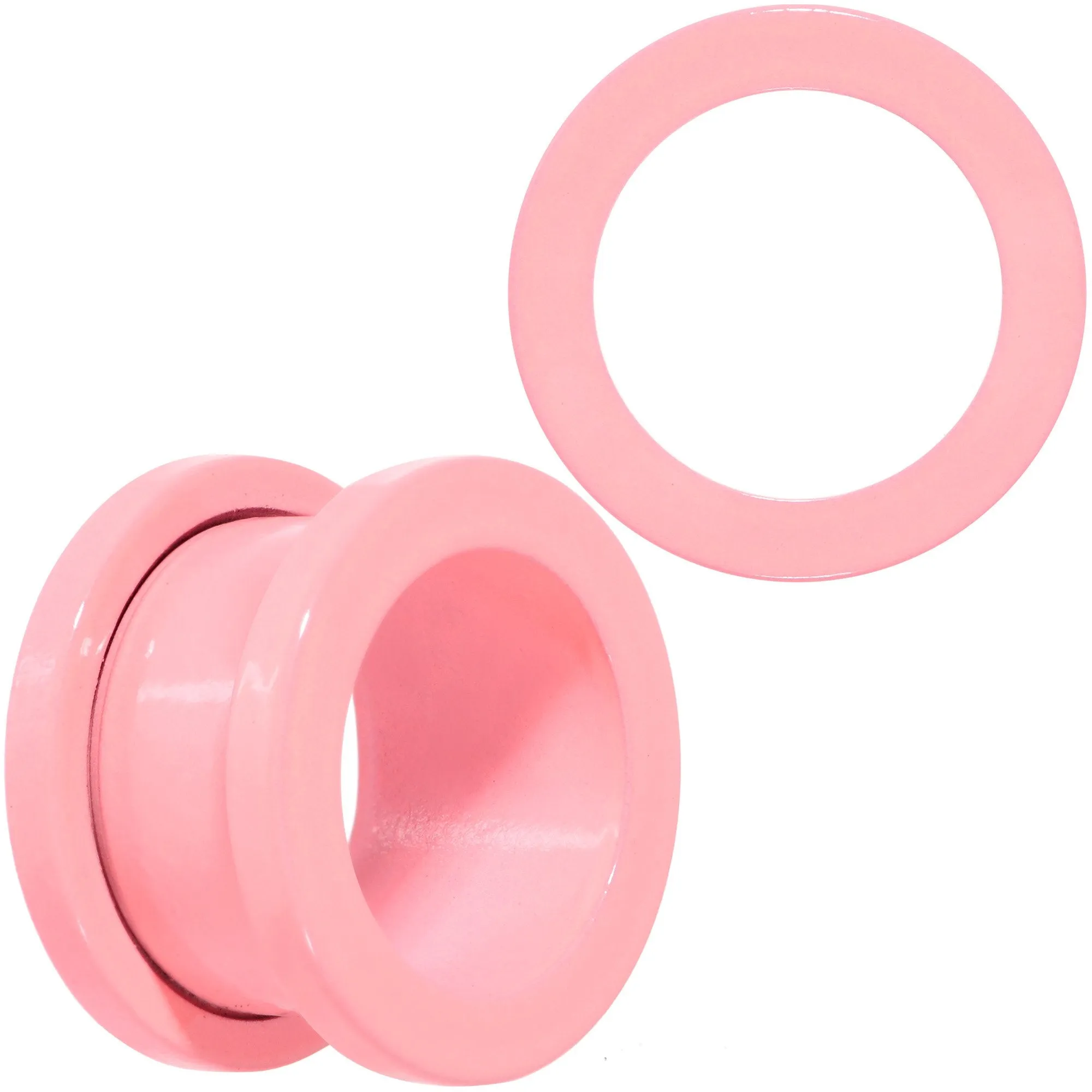 Sweet Pastel Pink Screw Fit Tunnel Plug Set 16 Gauge to 19mm