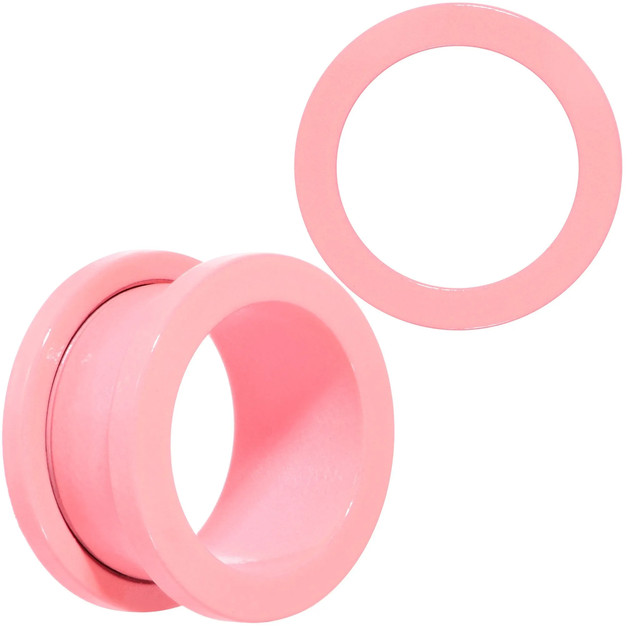 Sweet Pastel Pink Screw Fit Tunnel Plug Set 16 Gauge to 19mm