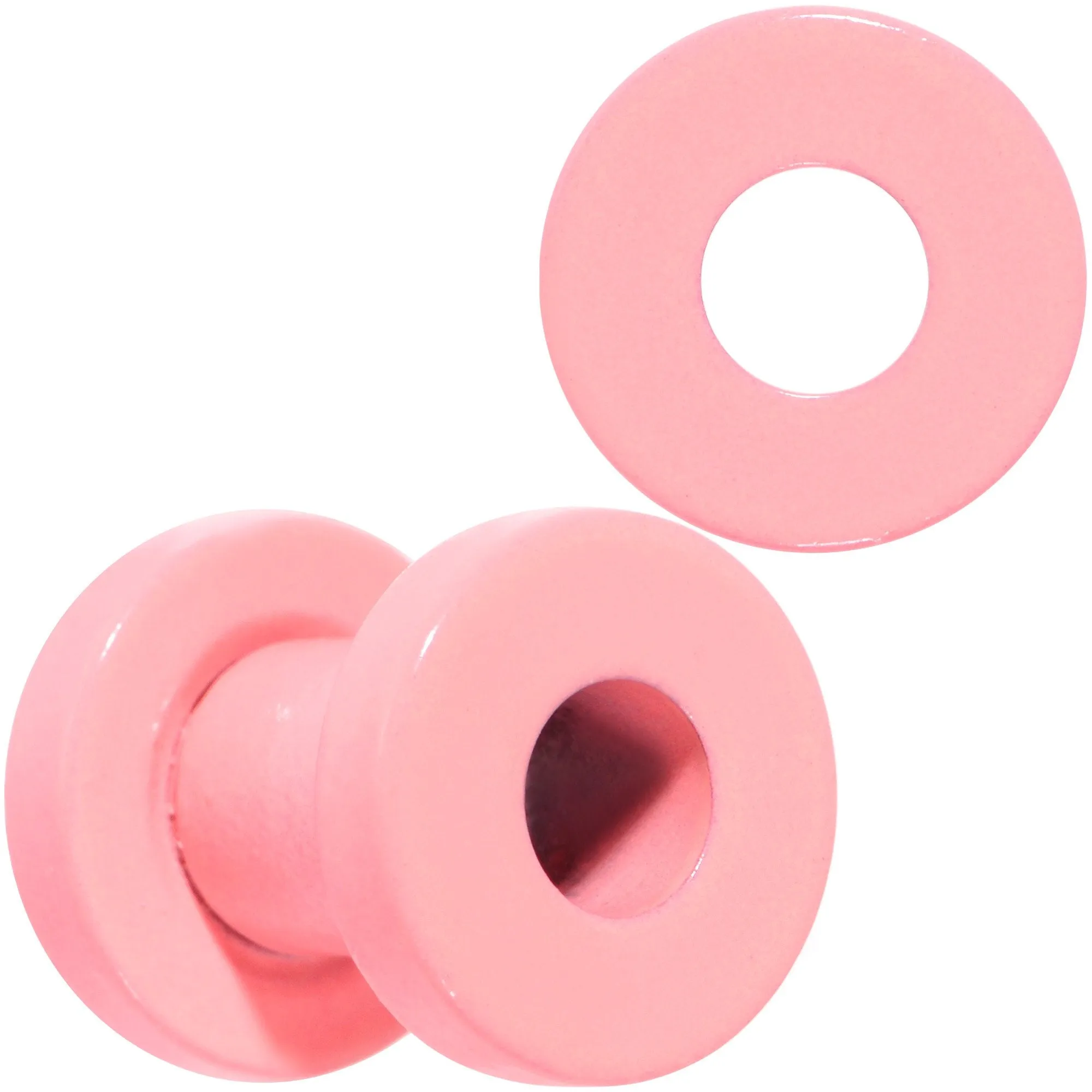 Sweet Pastel Pink Screw Fit Tunnel Plug Set 16 Gauge to 19mm
