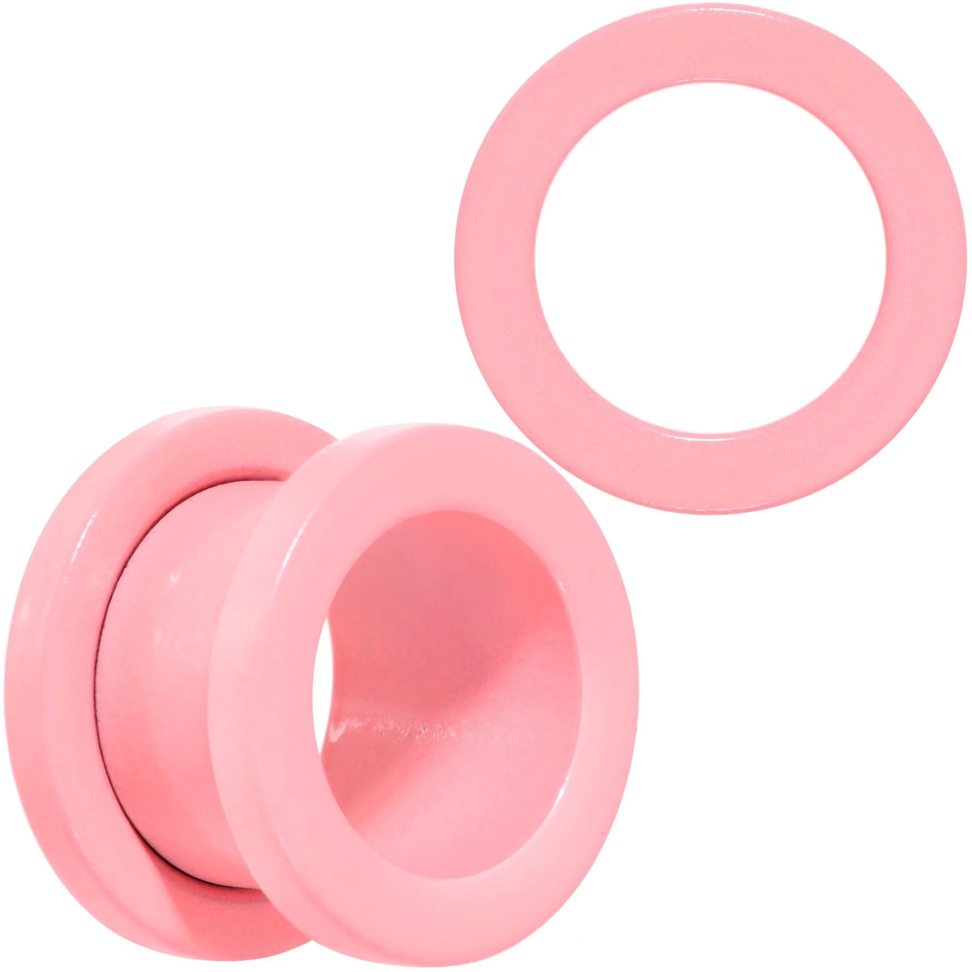 Sweet Pastel Pink Screw Fit Tunnel Plug Set 16 Gauge to 19mm