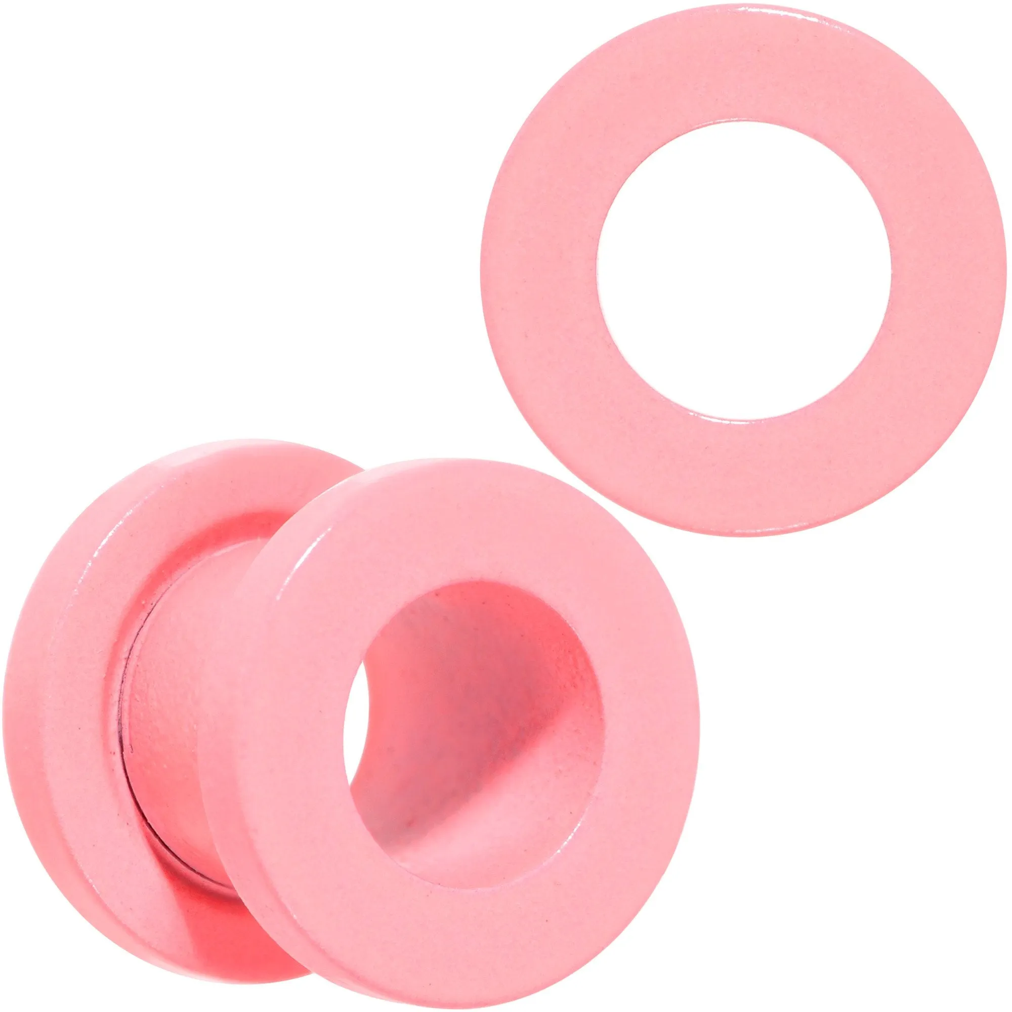 Sweet Pastel Pink Screw Fit Tunnel Plug Set 16 Gauge to 19mm