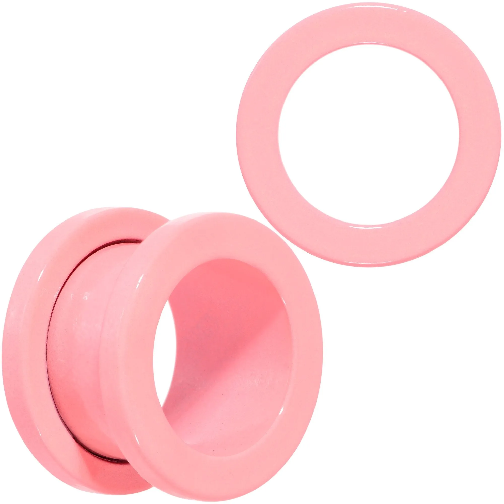Sweet Pastel Pink Screw Fit Tunnel Plug Set 16 Gauge to 19mm