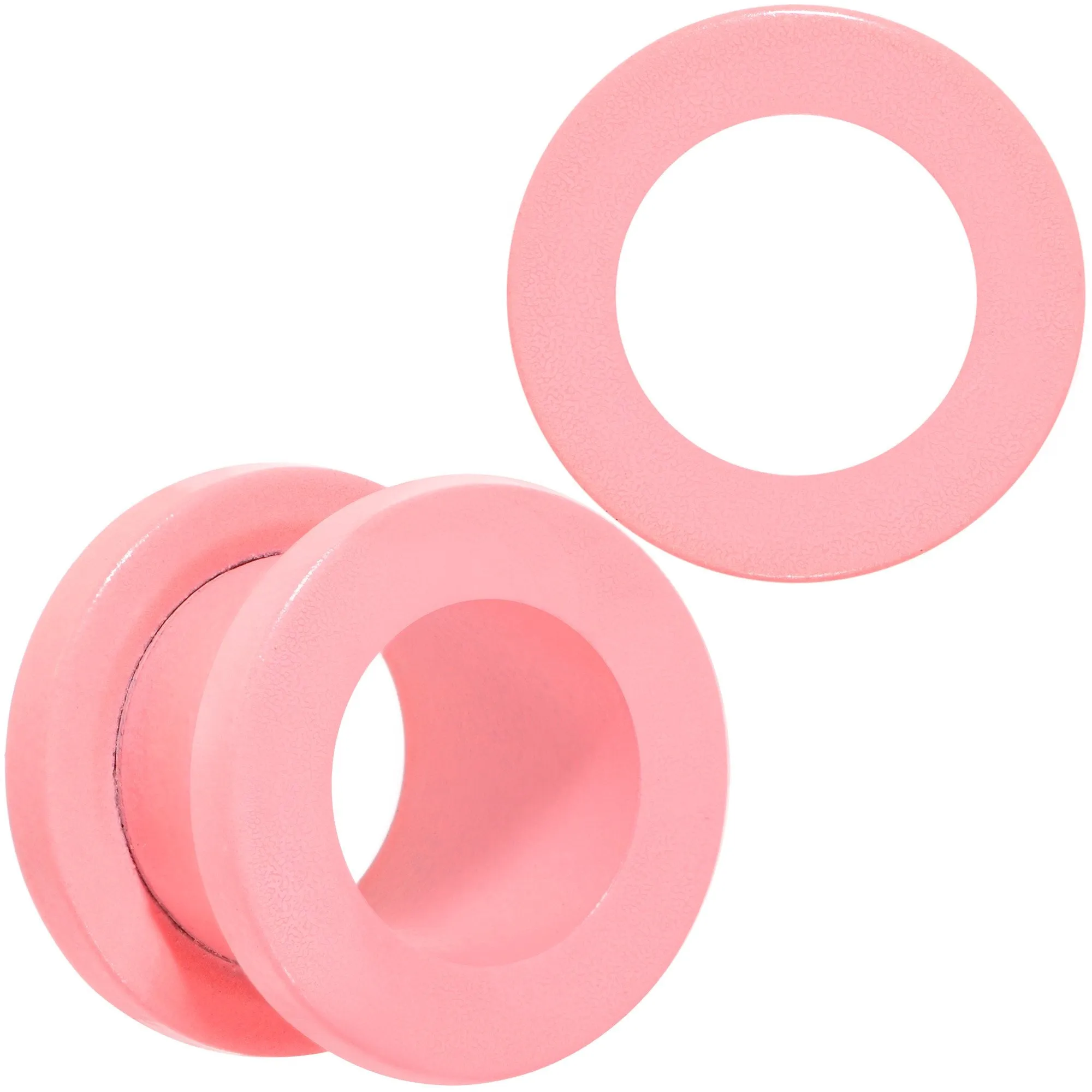 Sweet Pastel Pink Screw Fit Tunnel Plug Set 16 Gauge to 19mm