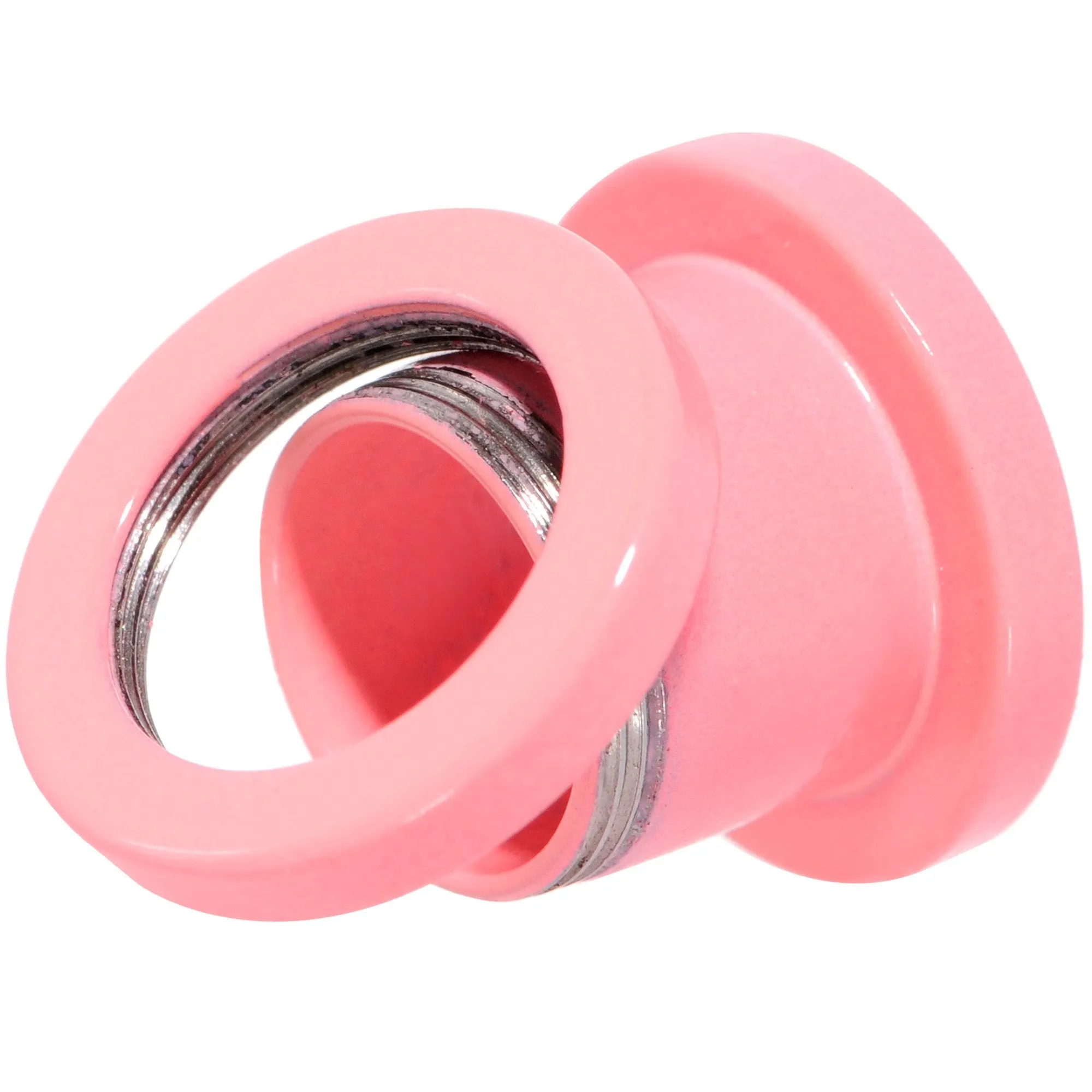 Sweet Pastel Pink Screw Fit Tunnel Plug Set 16 Gauge to 19mm