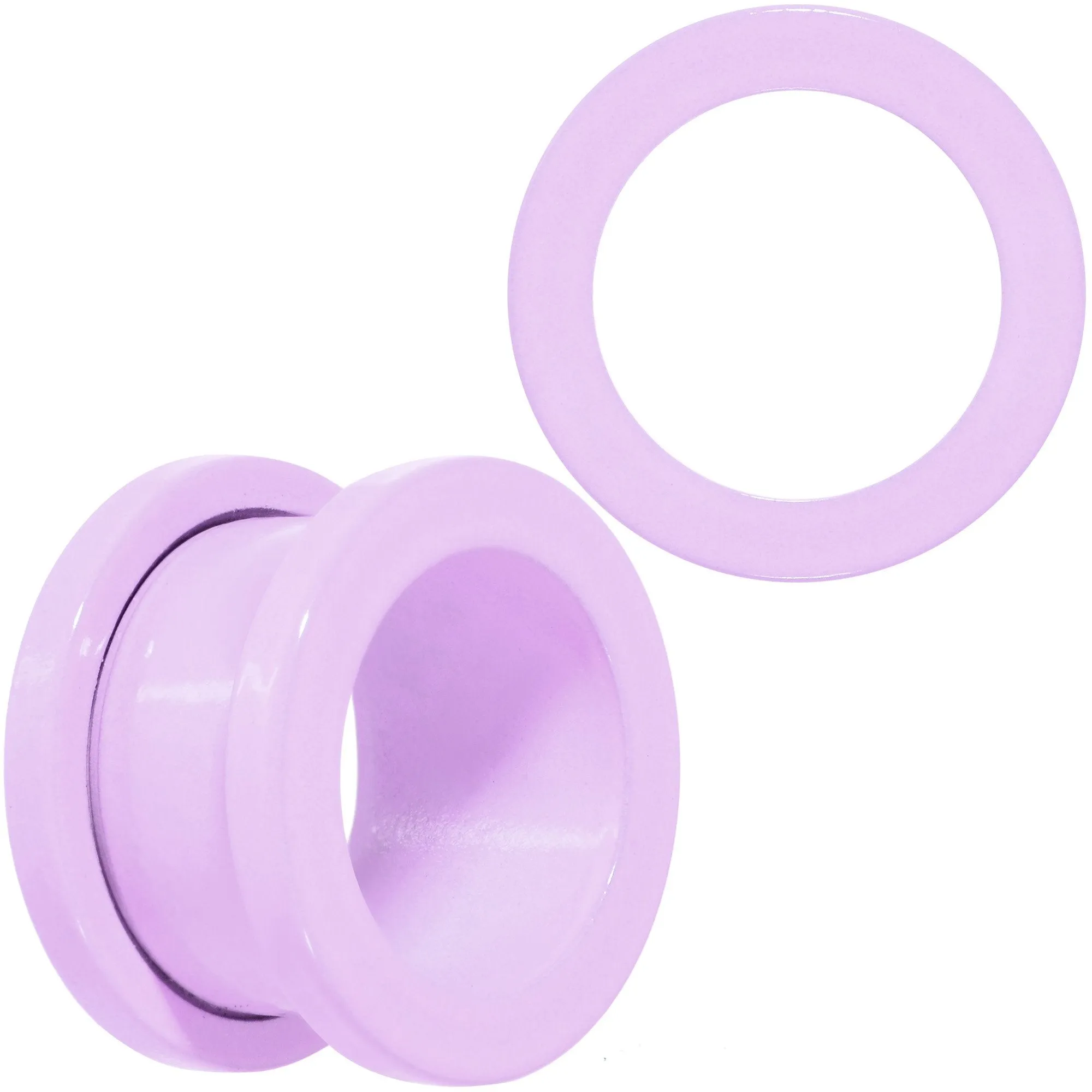 Sweet Pastel Purple Screw Fit Tunnel Plug Set 16 Gauge to 19mm
