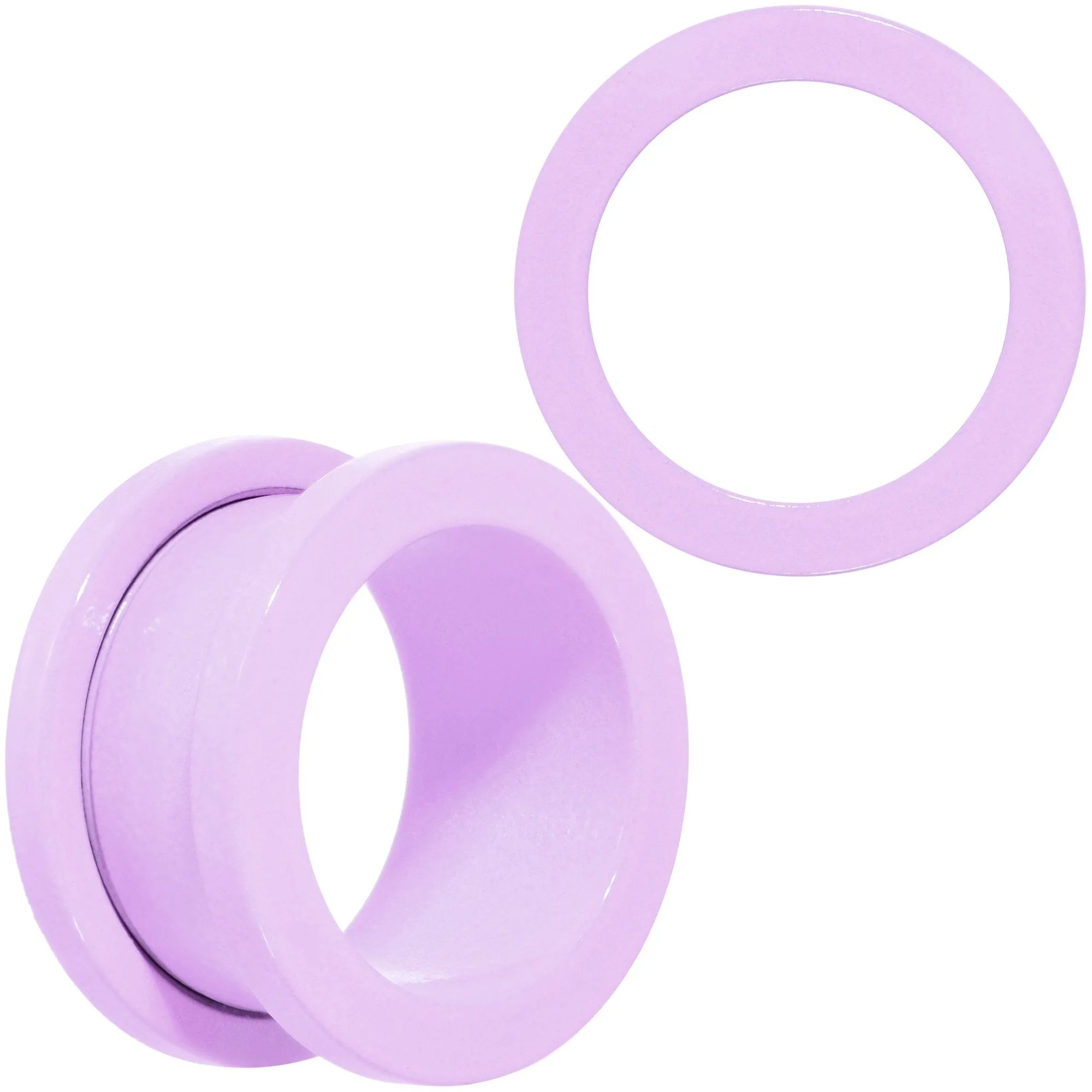Sweet Pastel Purple Screw Fit Tunnel Plug Set 16 Gauge to 19mm