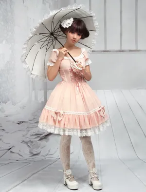 Sweet Pink Bow Chiffon Lolita One-Piece