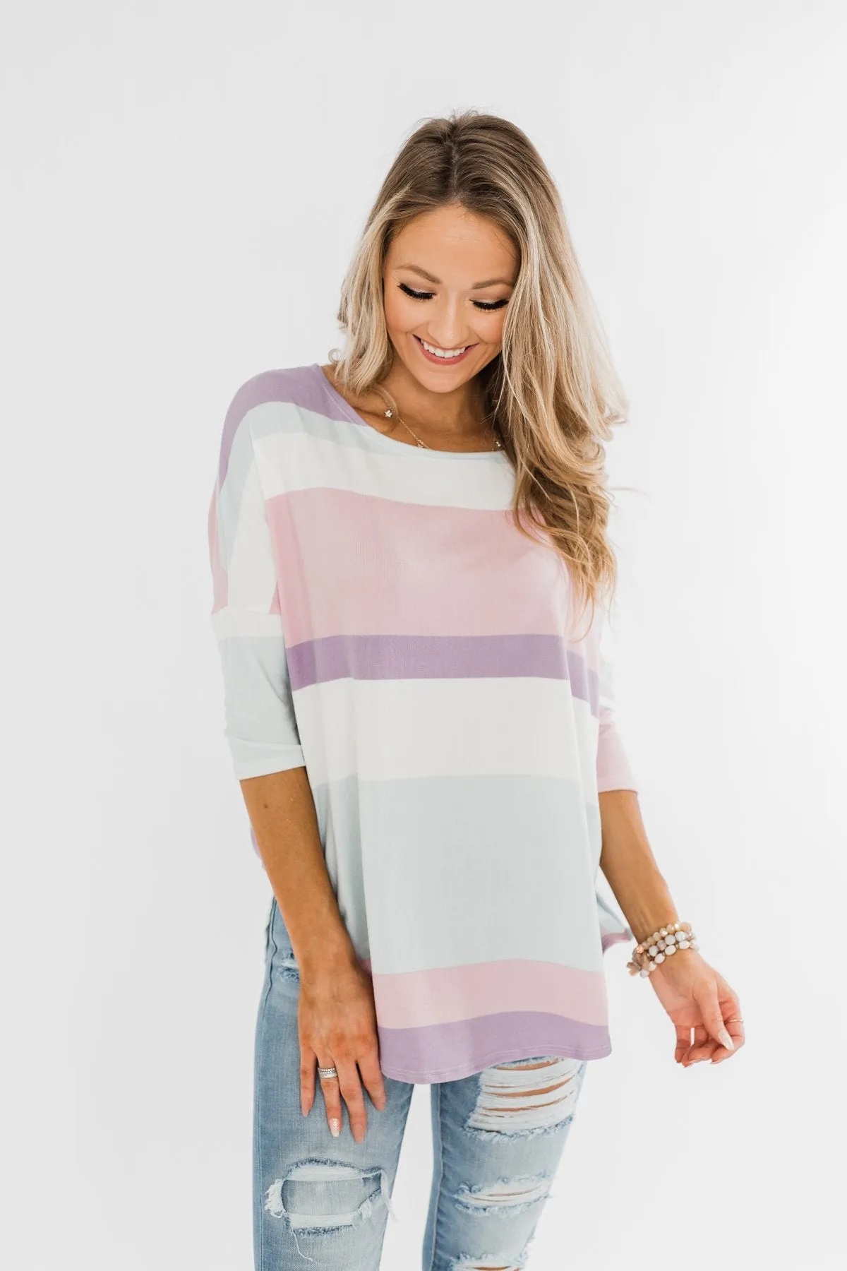 Sweet Thing Striped Dolman Top- Pastels