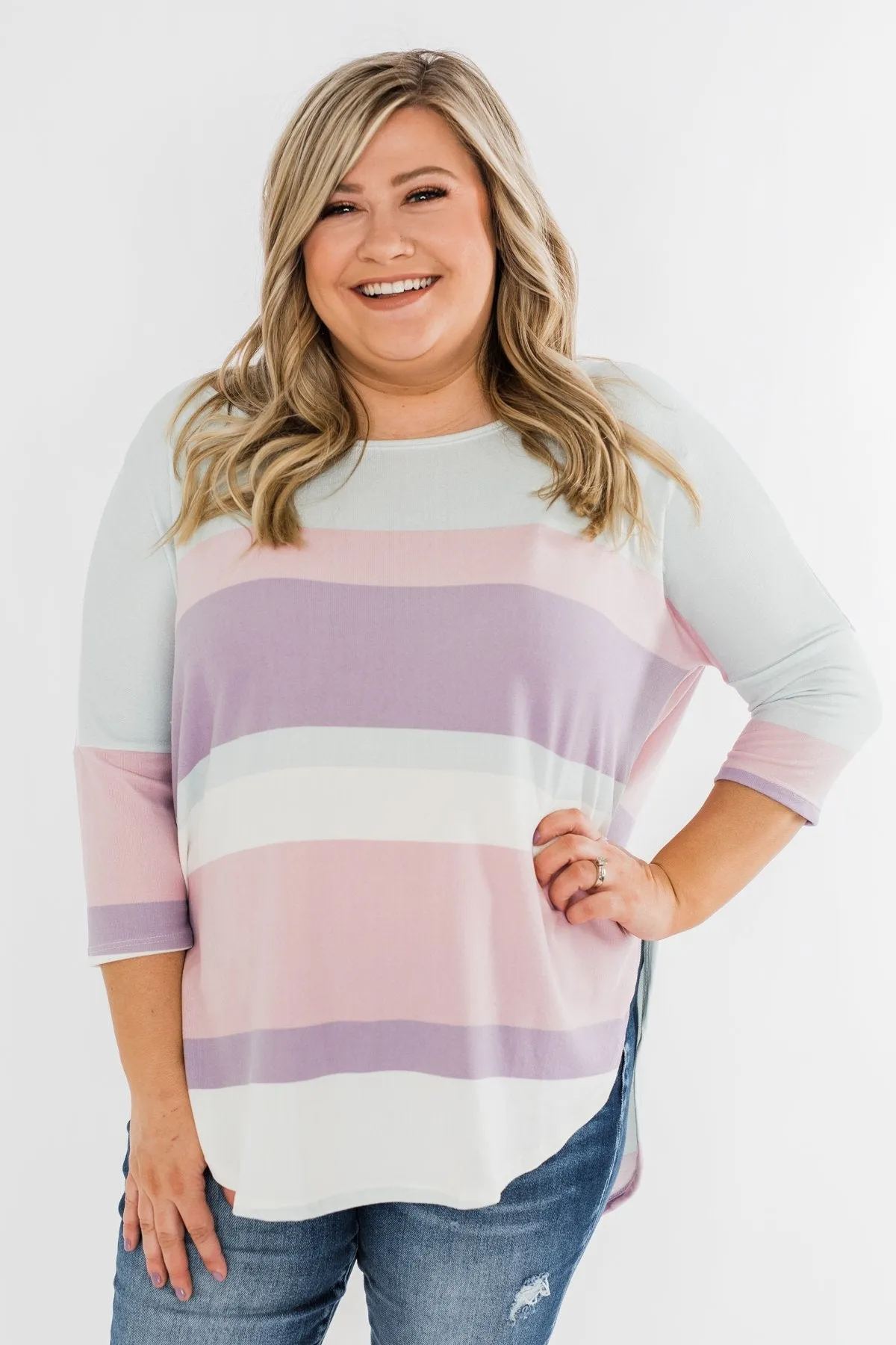 Sweet Thing Striped Dolman Top- Pastels