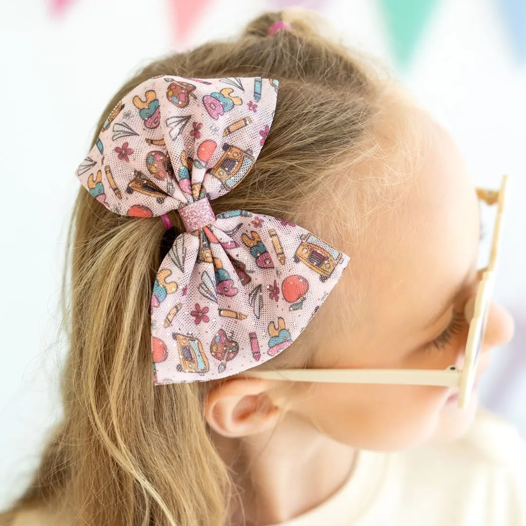 Sweet Wink Back To School Tulle Bow Clip