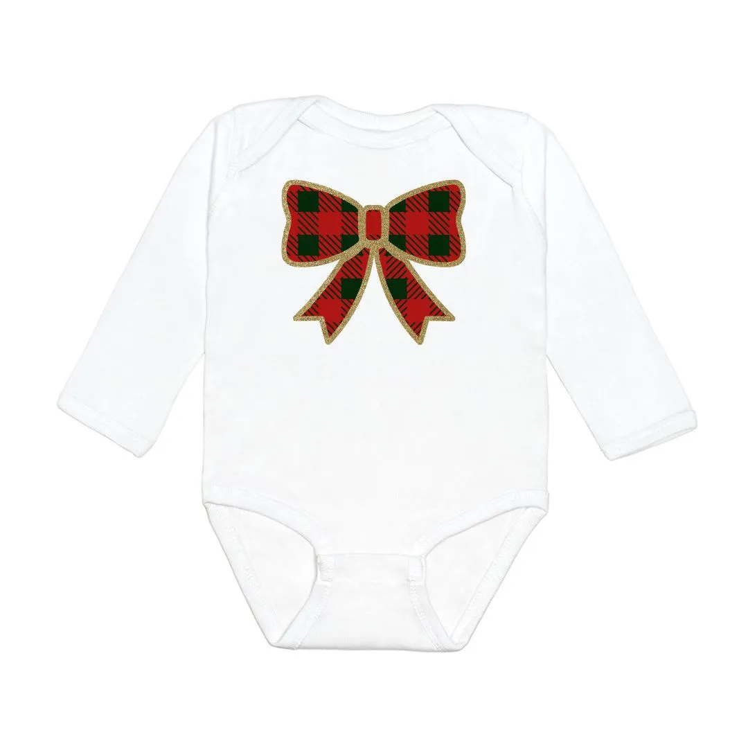 Sweet Wink Christmas Plaid Bow L/S Bodysuit