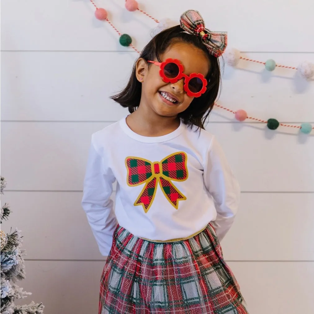 Sweet Wink Christmas Plaid Bow L/S Tee