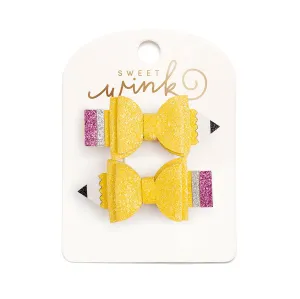 Sweet Wink Glitter Pencil Bow Clip Set