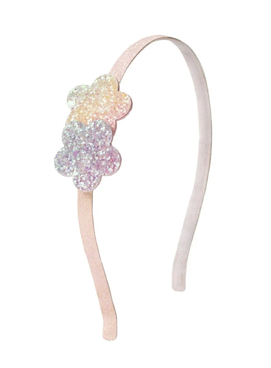 Sweet Wink Pastel Flower Glitter Hard Headband