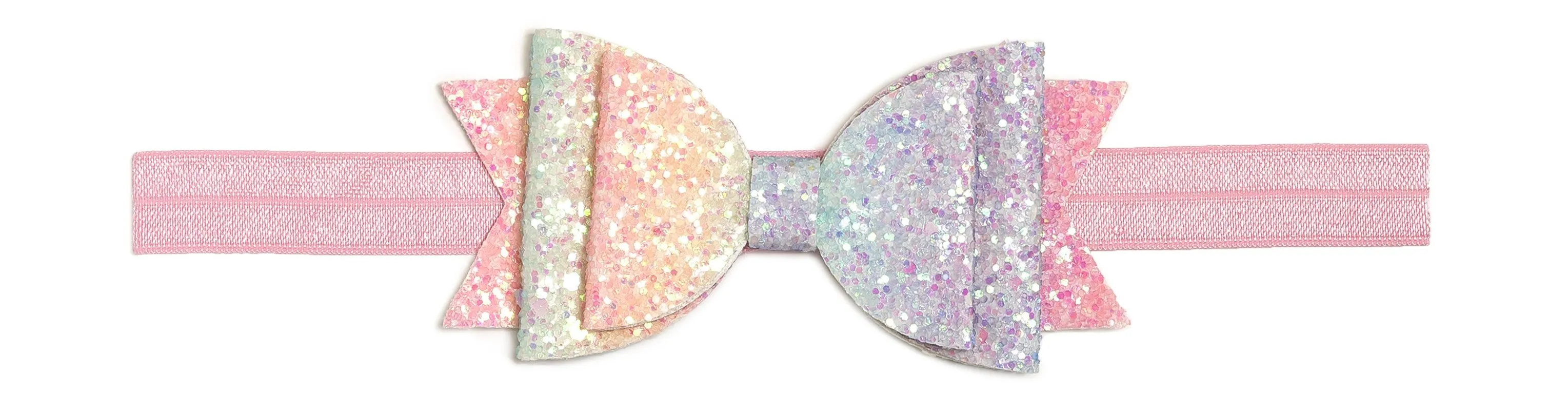 Sweet Wink Pastel Rainbow Rainbow Glitter Bow Light Pink Headband