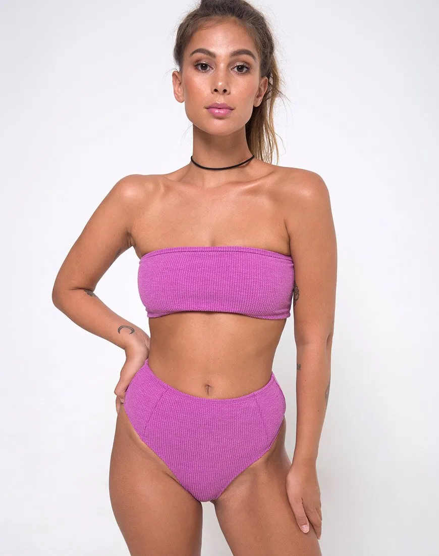 Taya Bikini Bottom in Crinkle Rib Violet