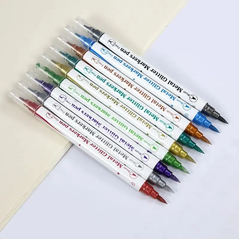 The Art Journey 10-Color Dual Tip Metallic Glitter Marker Pen Set ART015
