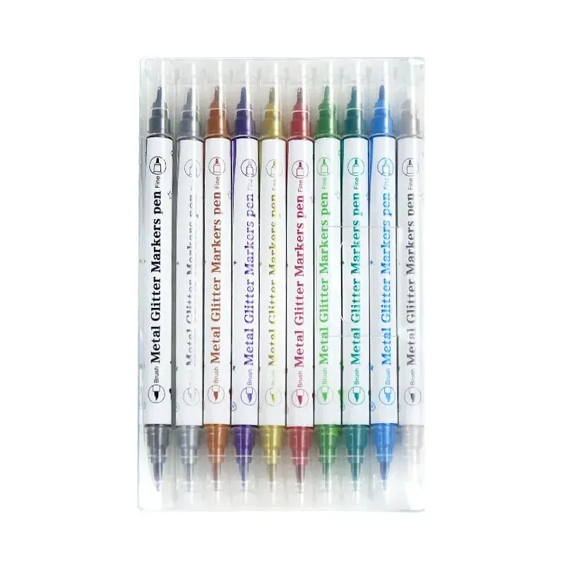 The Art Journey 10-Color Dual Tip Metallic Glitter Marker Pen Set ART015