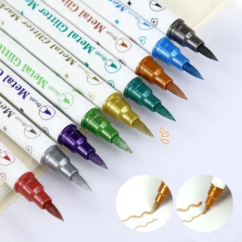 The Art Journey 10-Color Dual Tip Metallic Glitter Marker Pen Set ART015