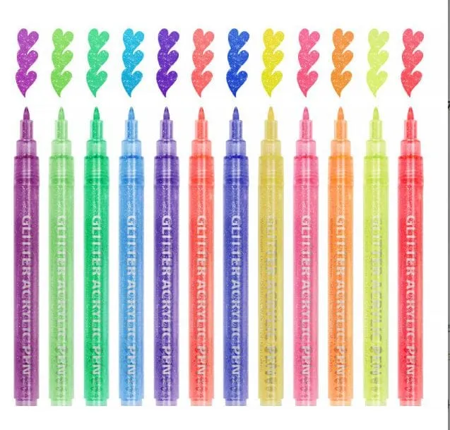 The Art Journey 12 Color Glitter Acrylic Pen Set ART011