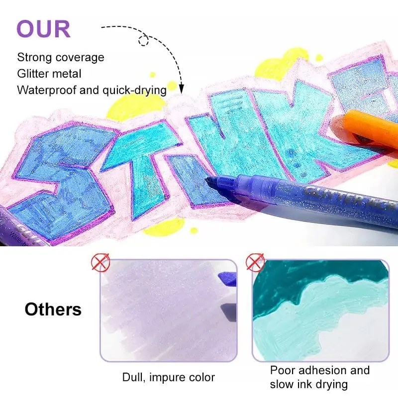 The Art Journey 12 Color Glitter Acrylic Pen Set ART011