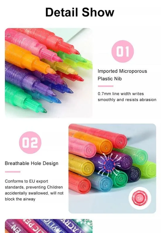The Art Journey 12 Color Glitter Acrylic Pen Set ART011