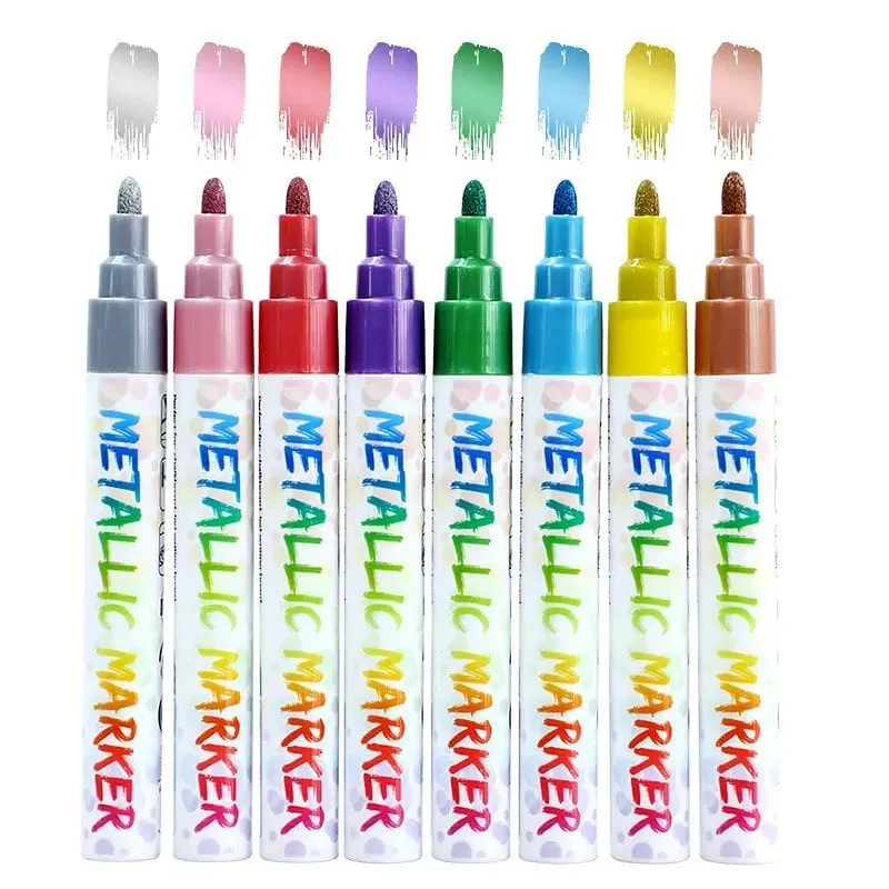 The Art Journey Liquid Metallic Chalk Markers with Reversible Tip 8 Colour Set  ART021