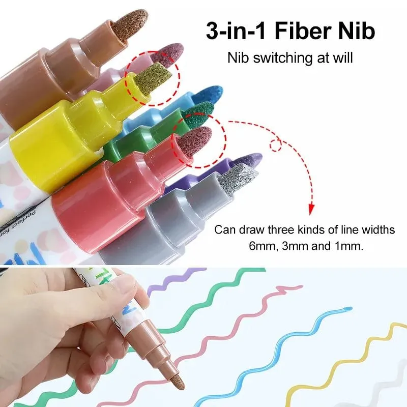The Art Journey Liquid Metallic Chalk Markers with Reversible Tip 8 Colour Set  ART021