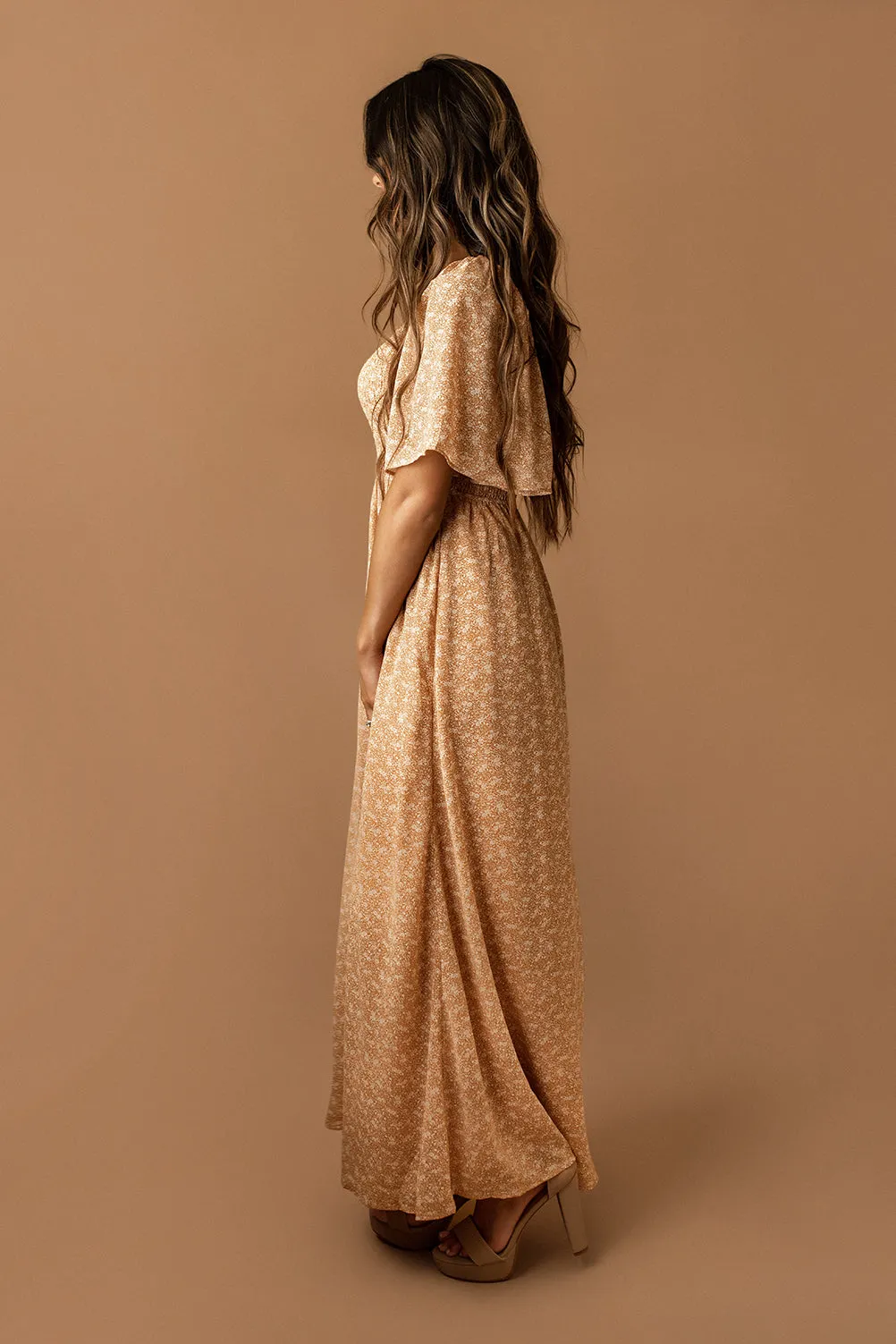 Too Sweet Floral Maxi Dress (Pastel Sienna)
