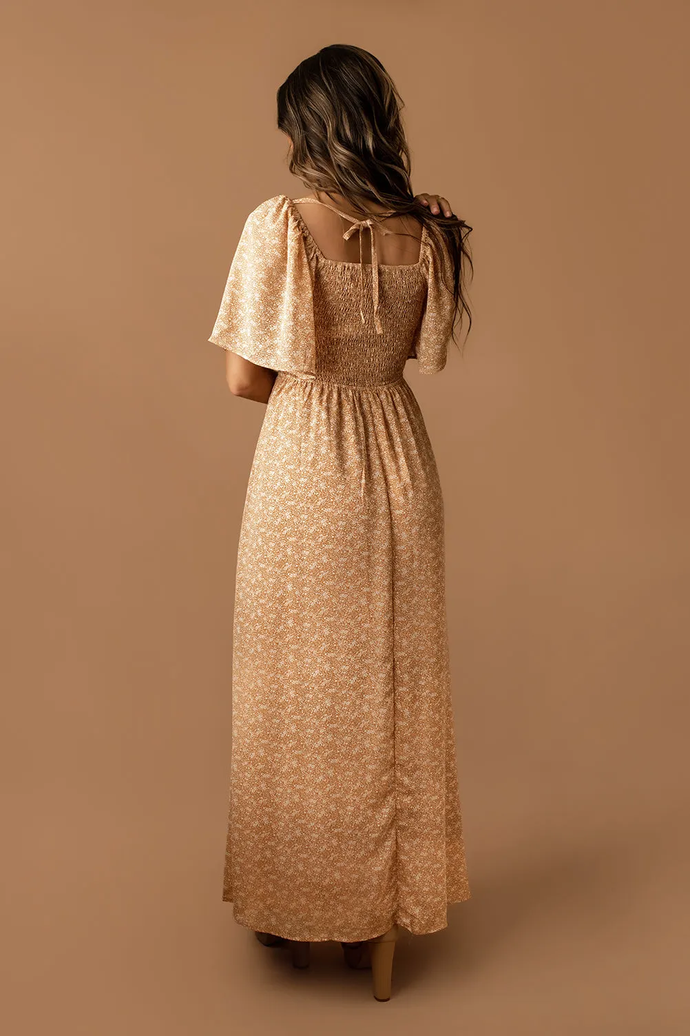 Too Sweet Floral Maxi Dress (Pastel Sienna)