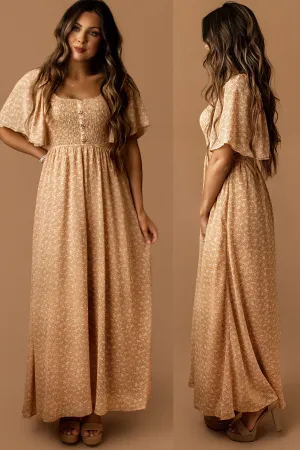 Too Sweet Floral Maxi Dress (Pastel Sienna)