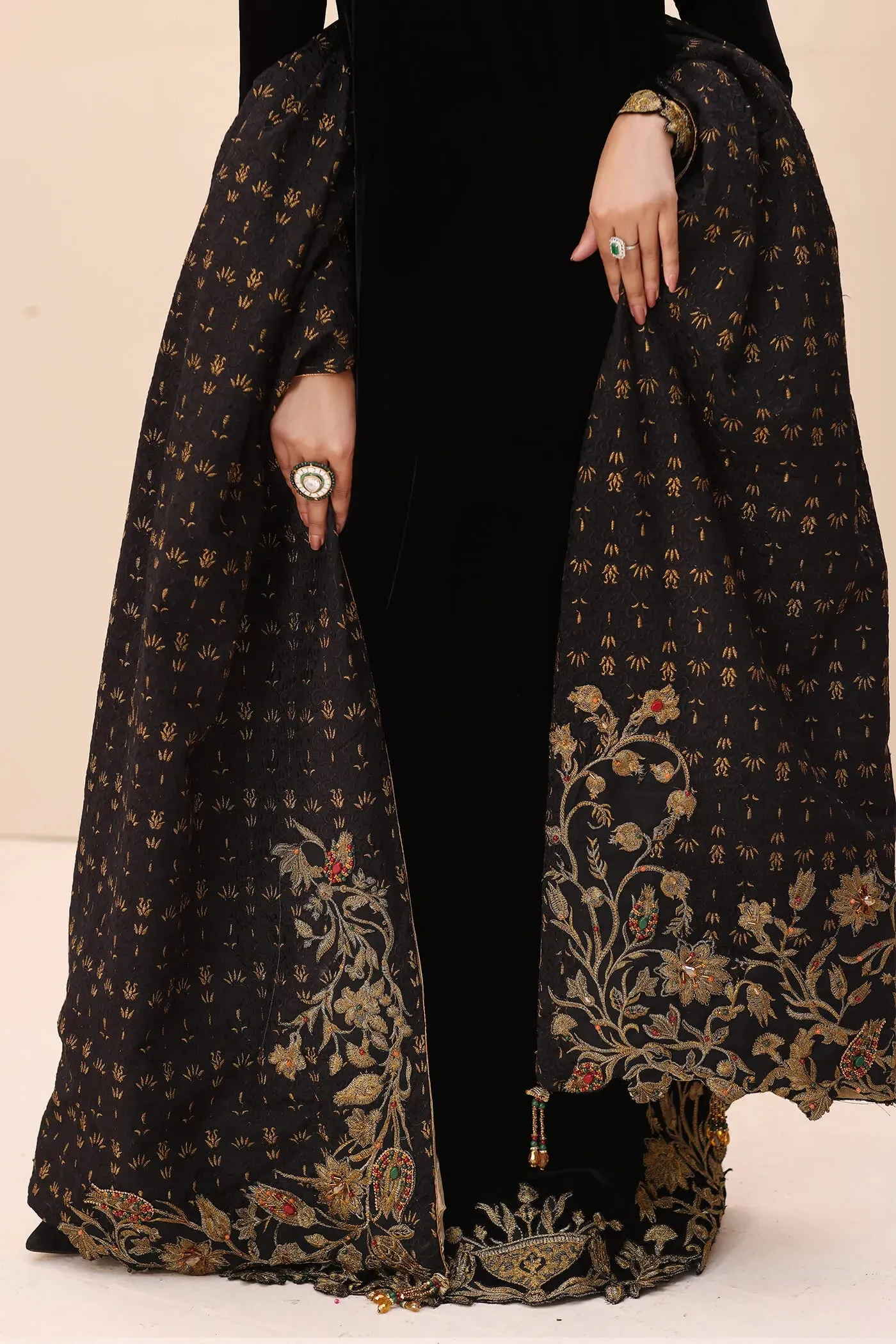 Traditional Black Embroidered Pakistani Salwar Kameez Dupatta Suit