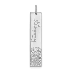 Vertical Bar Charm Pendant with Signature and Fingerprint