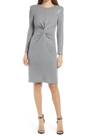 Vince Camuto Women's Sequin Long Sleeve Sheath Cocktail Dress