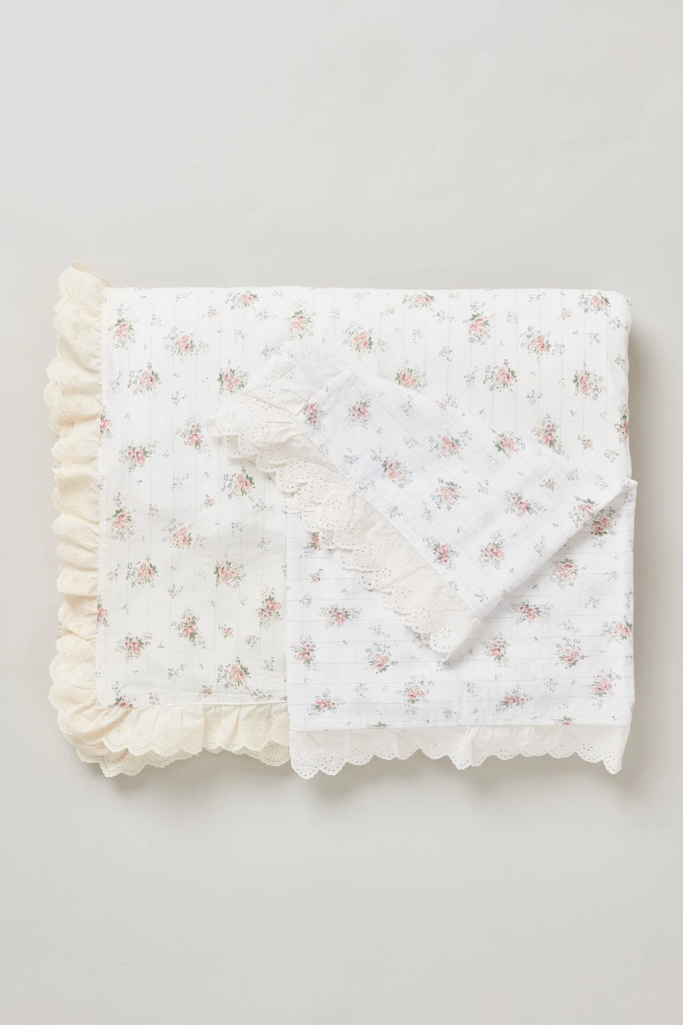 White Floral Lace Duvet Cover Set for Single Bed