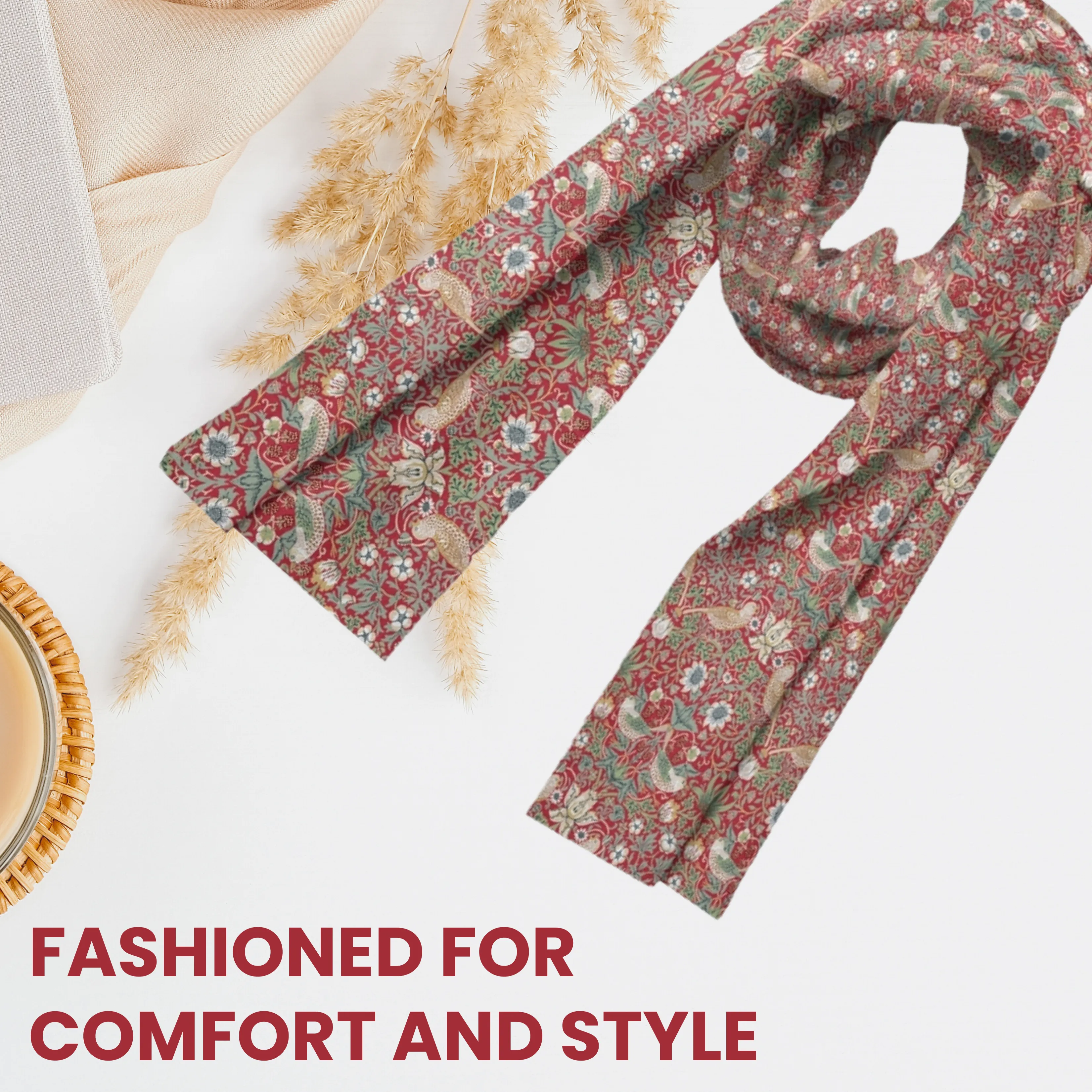 William Morris Scarf - Strawberry Thief Red