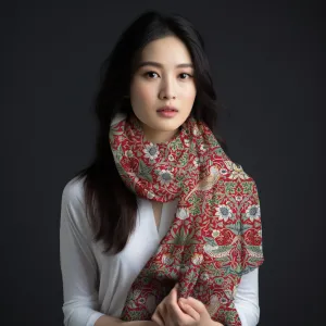 William Morris Scarf - Strawberry Thief Red