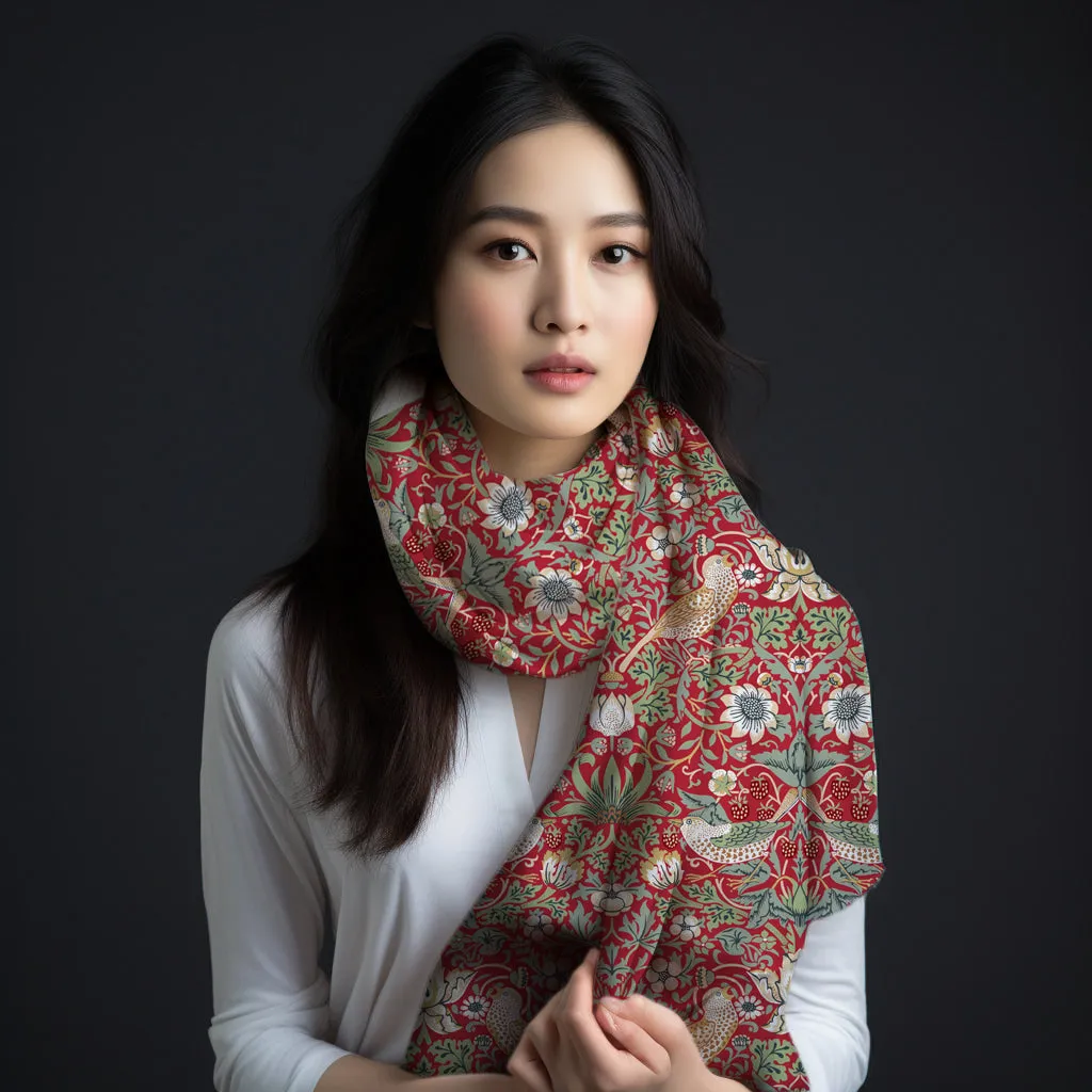 William Morris Scarf - Strawberry Thief Red